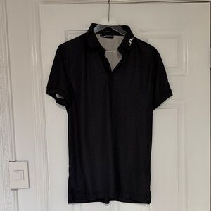 J.Lindeberg Black Polo with Subtle Geometric Texture